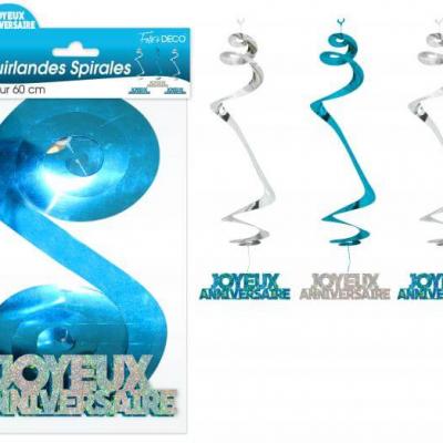 Guirlande spirale joyeux anniversaire bleue