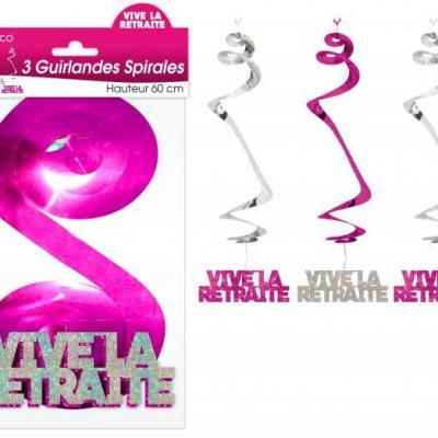 Guirlande spirale vive la retraite: Fuchsia (x3) REF/SSPH08R