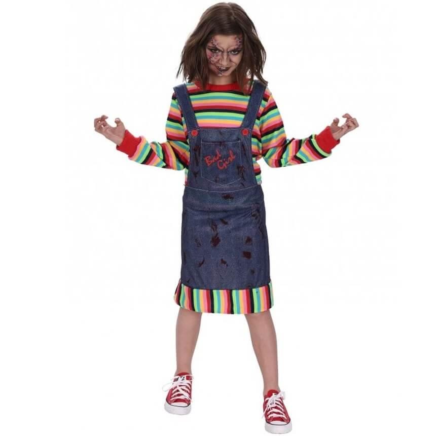 H4238 taille 152cm costume film horreur halloween poupee rayee uky fille