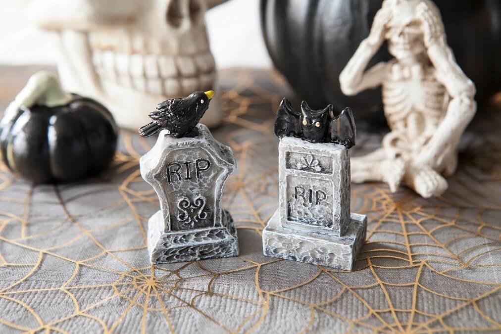 Hal0009 decoration de table pierre tombale grise halloween