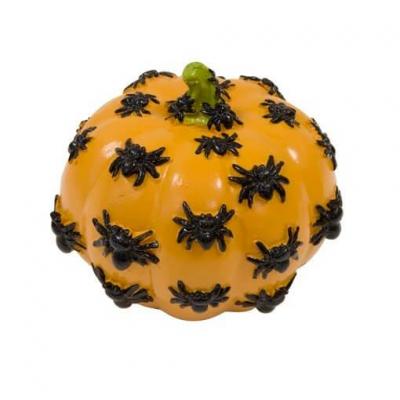 Hal0022 decoration de table halloween citrouille en resine avec araignees