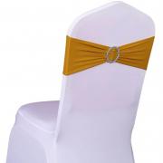 Housse de chaise avec noeud bandeau moutarde dore en location