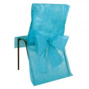 Housse de chaise avec noeud: Bleu turquoise (x10) REF/2931