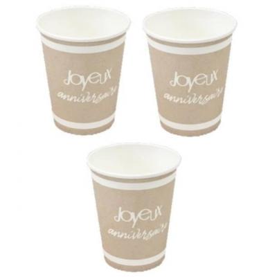 Jet022 gobelet carton fete anniversaire kraft maron blanc