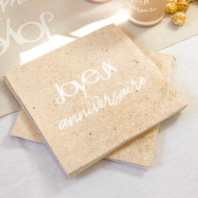 Jet023 serviette de table papier joyeux anniversaire kraft marron blanc