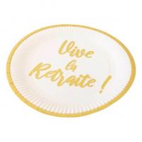 Jet051 assiette ronde carton retraite blanche doree or metallisee