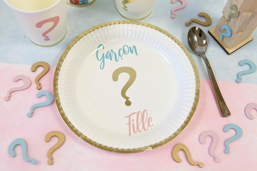 Jet25 decoration assiette carton gender reveal baby shower fille garcon