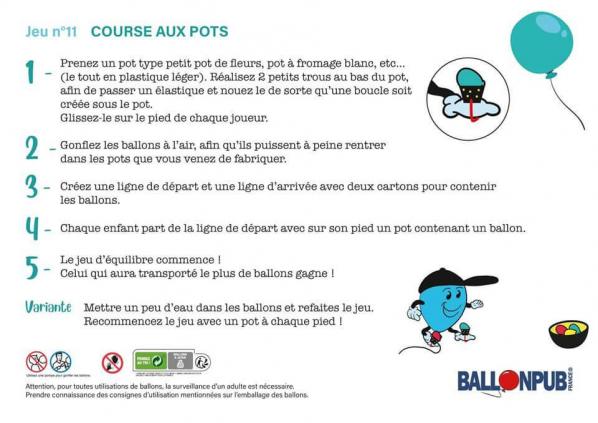 Jeu de ballon pour enfant course aux pots