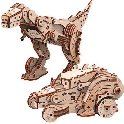 Puzzle 3D en bois Mr. Playwood Dinocar (x1) REF/PWDI