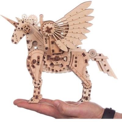 Puzzle 3d en bois licorne en petit modele et mobile