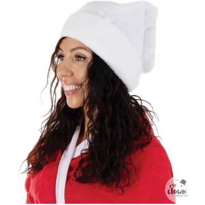 Bonnet blanc de Noël avec brillant argenté pour adulte (x1) REF/65300