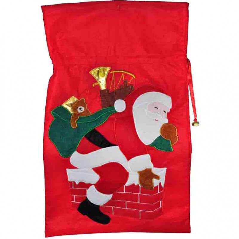Joli sac cadeau rouge hotte de pere noel