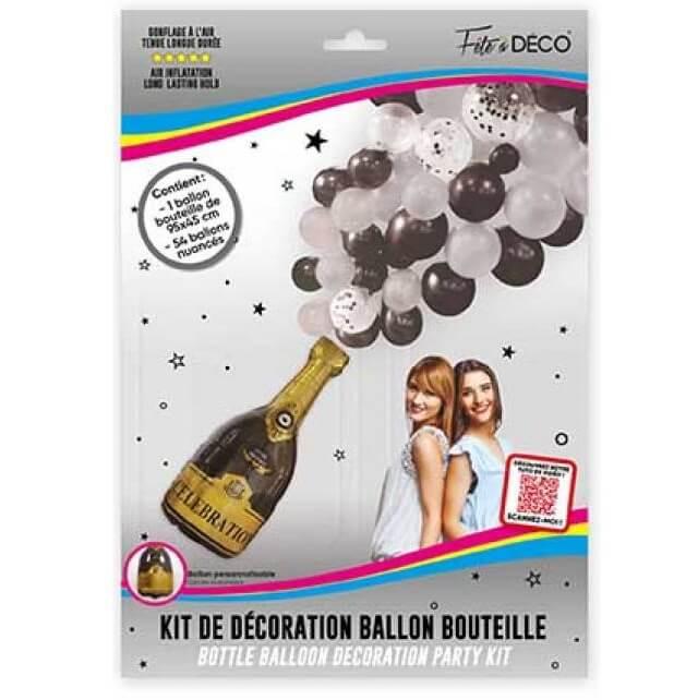 Kit decoration ballon champagne argent