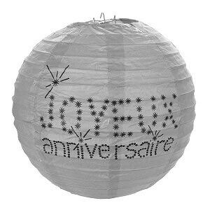 Lanterne joyeux anniversaire grise, 20cm (x2) REF/4387