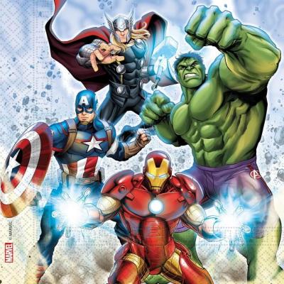 20 Serviettes de table papier anniversaire: Marvel, Avengers Infinity Stones 16.5cm REF/LAVE93873