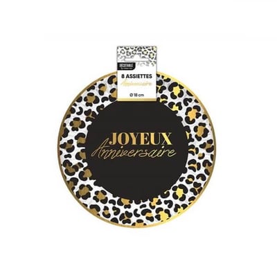 Leoaa18 magasin decoration anniversaire pas de calais assiette carton leopard