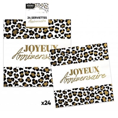 Leosta00 magasin pas de calais decoration joyeux anniversaire leopard serviette de table papier