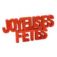 Lettre joyeuses fetes pailletee rouge