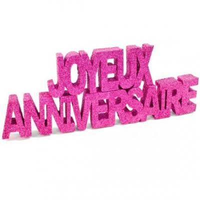 Lettre joyeux anniversaire fuchsia (x1) REF/DEC759