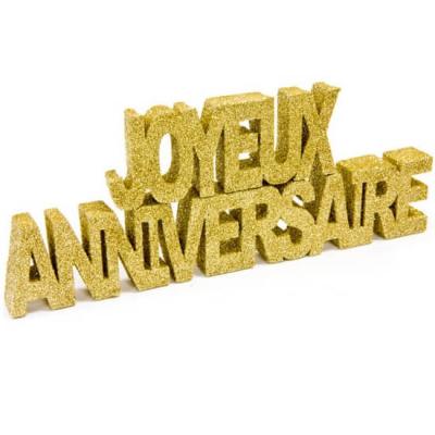 Lettre joyeux anniversaire or pailletee