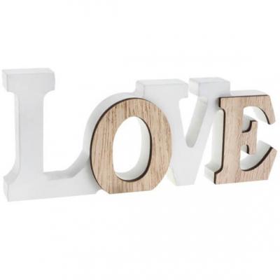 Centre de table lettre love en bois blanc et naturel (x1) REF/6828