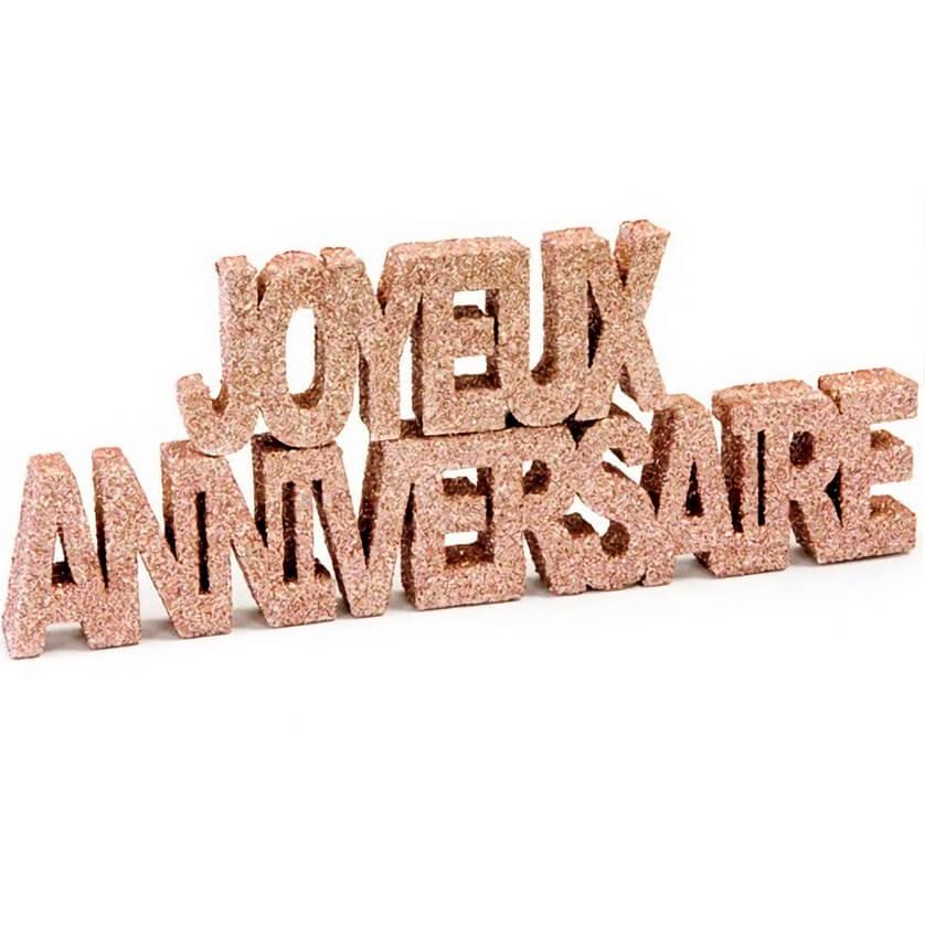 Lettre rose gold pailetee joyeux anniversaire