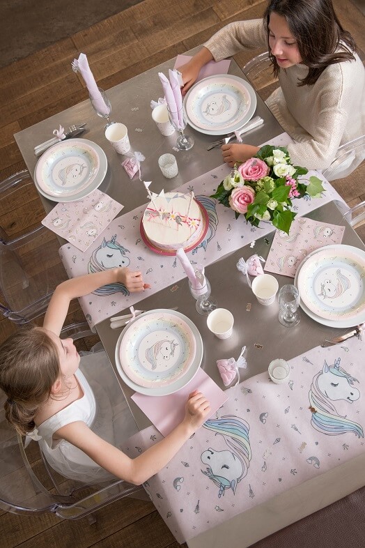 Licorne rose assiette