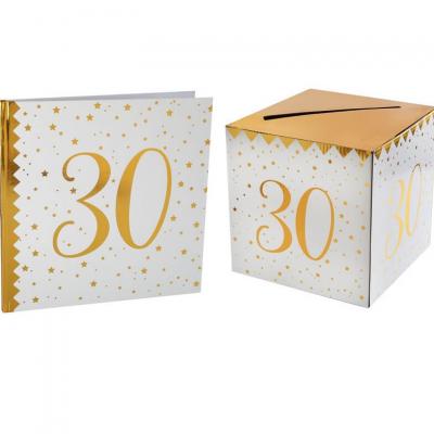 1 Pack urne avec livre d'or anniversaire 40ans or et blanc