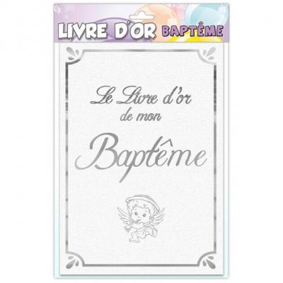 Livre d or bapteme blanc et argent