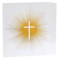 Livre d or communion blanc et or avec croix