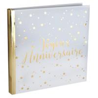 Livre d or joyeux anniversaire blanc et or 1