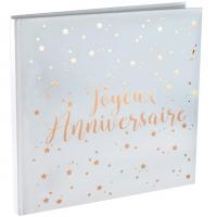 Livre d or joyeux anniversaire blanc et rose gold