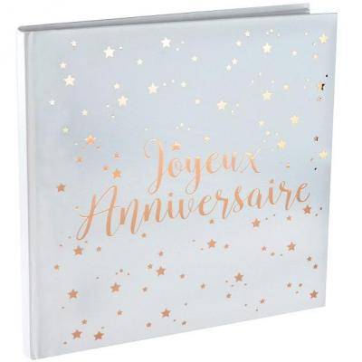 Livre d'or joyeux anniversaire blanc et rose gold métallisé (x1) REF/5664