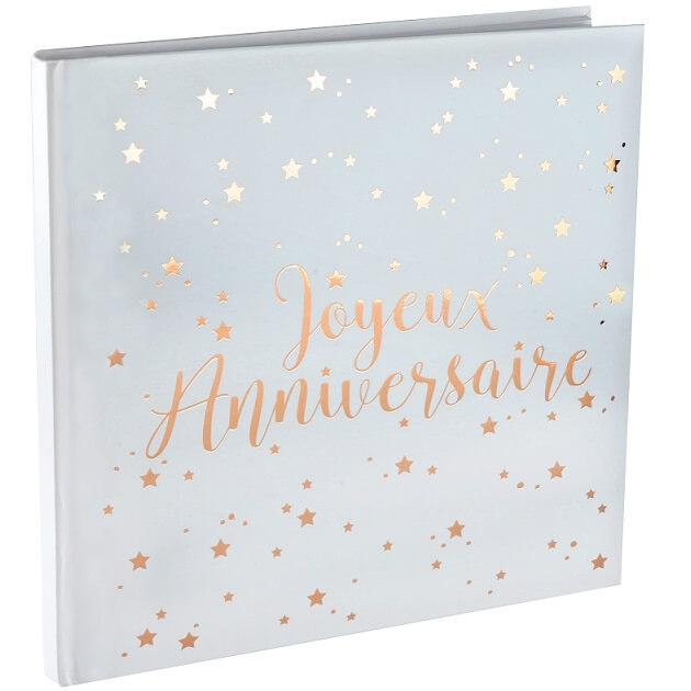 Livre d or joyeux anniversaire blanc et rose gold