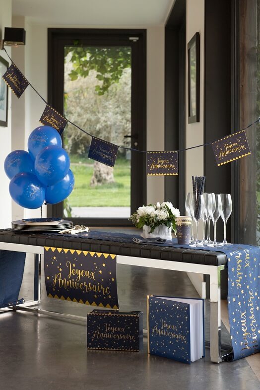 Livre d or joyeux anniversaire bleu et or 1