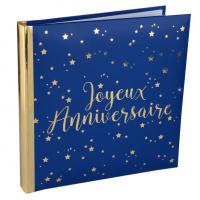 Livre d or joyeux anniversaire bleu et or