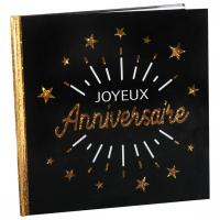 Livre d or joyeux anniversaire noir et or metallique