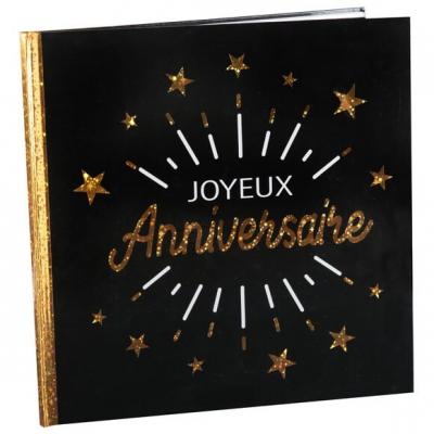 1 Livre d'or joyeux anniversaire noir et doré or métallique REF/6651