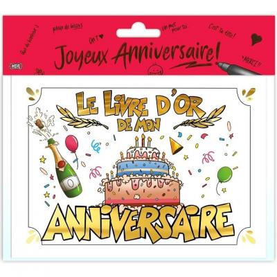 Livre d'or joyeux anniversaire or multicolore (x1) REF/LDOR00