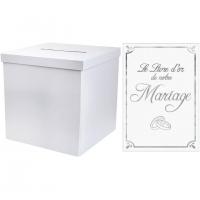 Livre d or mariage blanc et argent avec tirelire