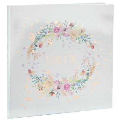 Livre d'or mariage élégant fleuri Champêtre blanc et multicolore (x1) REF/7391