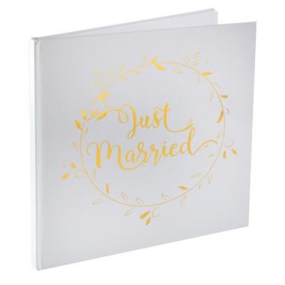 Livre d'or mariage Just Married blanc et or (x1) REF/6325