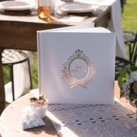 Livre d or mariage just married blanc et rose gold metallise