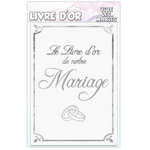 Livre d or mariage vive les maries blanc et argent