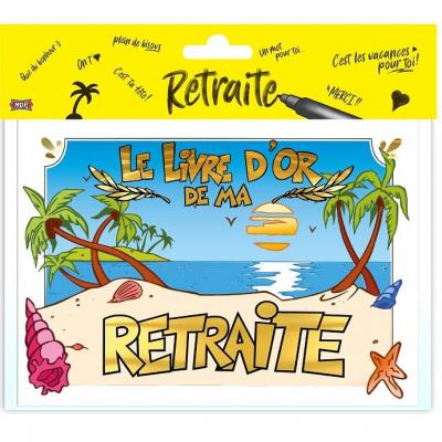 Livre d'or motif vive la retraite or multicolore (x1) REF/LDOR07