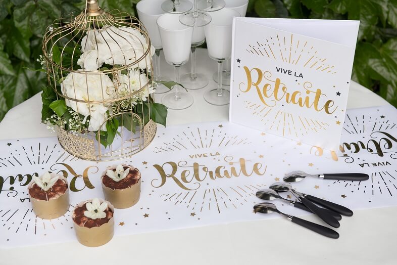 Livre d or vive la retraite blanc et or