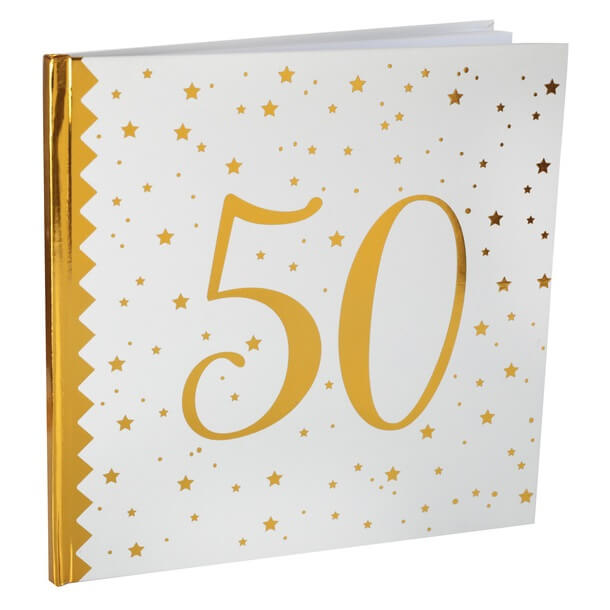 Livre dor anniversaire 50ans blanc et or