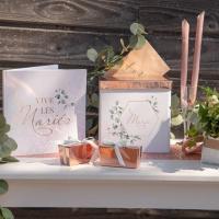 Livre dor mariage bucolique champetre banc et rose gold