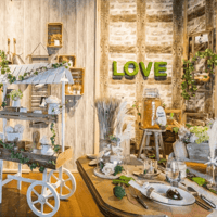 Location boutique decoration pas de calais chariot candy bar en bois et blanc