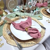 Location boutique nord pas de calais decoration rond de serviette metal dore or floral